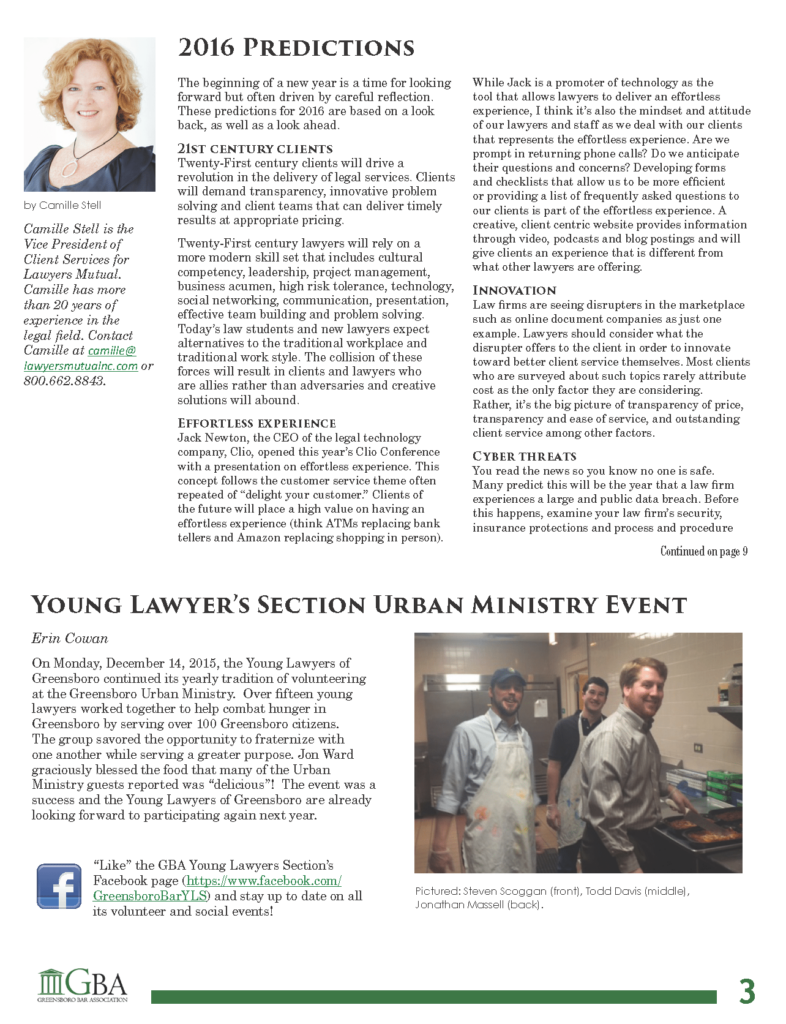 Greensboro Bar Association January 2016 Newsletter | Ward Black Law